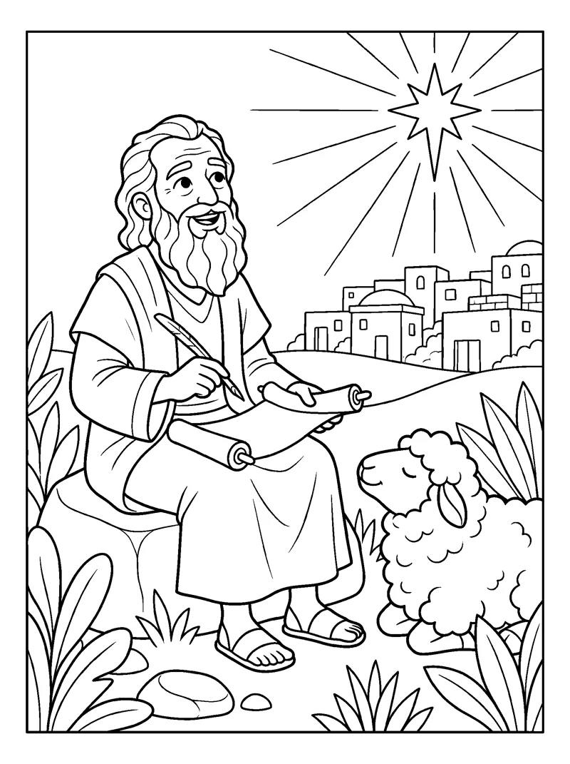 Isaiah Writes the Prophecy coloring page (Isaiah 9:6)