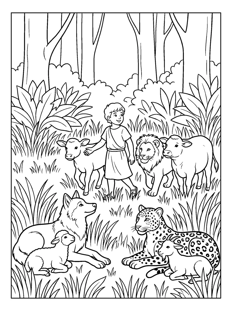 The Wolf and the Lamb coloring page (Isaiah 11:6)