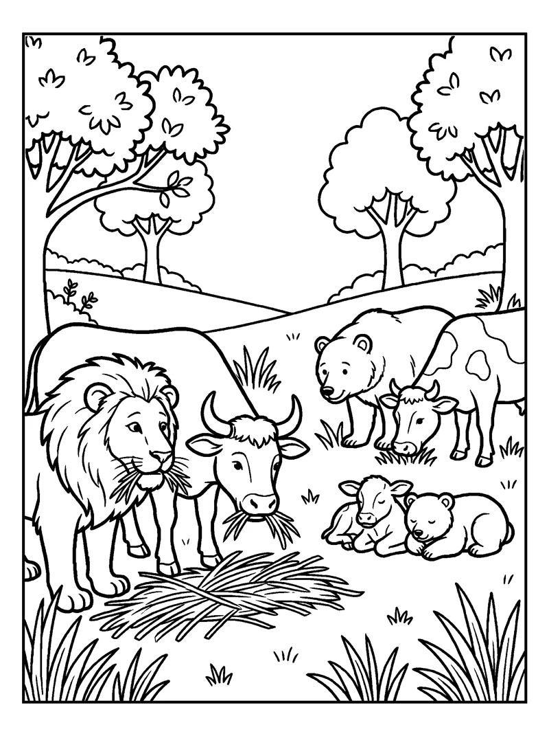 The Lion Eats Straw coloring page (Isaiah 11:7)