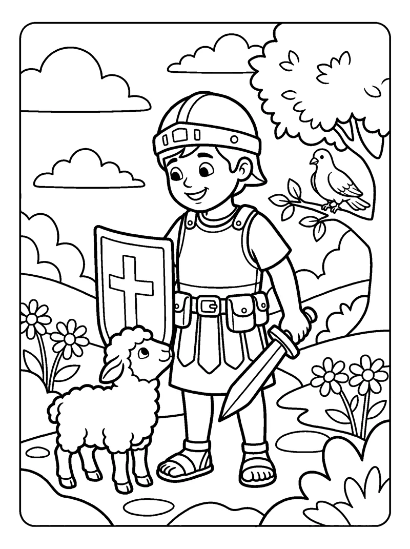 The Armor of God coloring page (Ephesians 6:14-17)