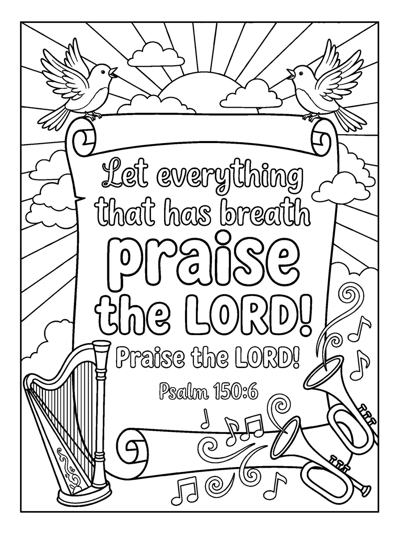 Praise the LORD coloring page (Psalms 150:6)