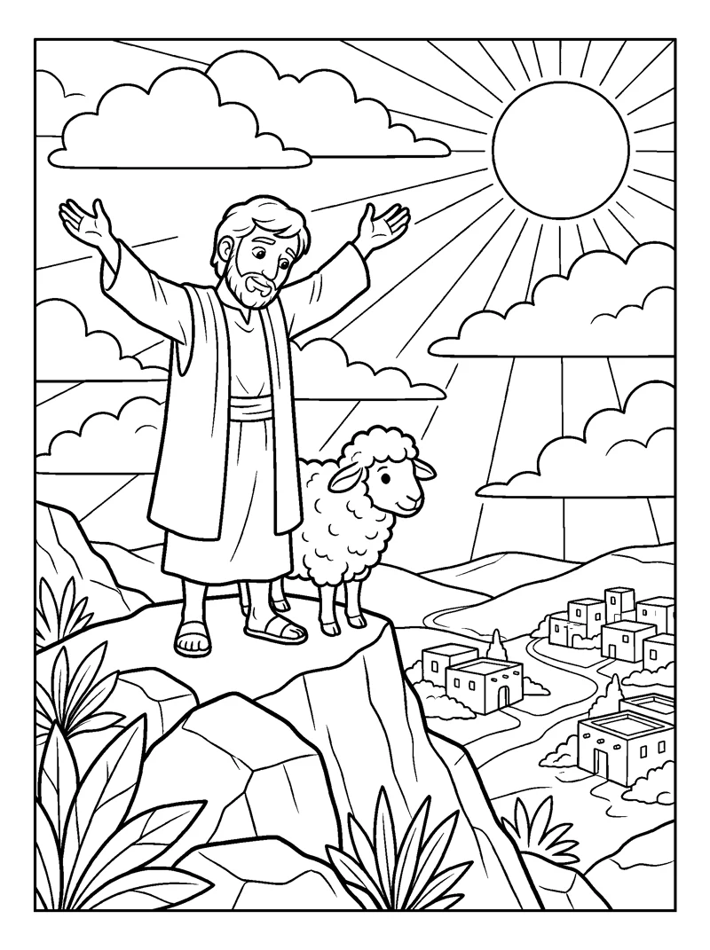 Good News from the Mountain coloring page (Isaiah 40:9)