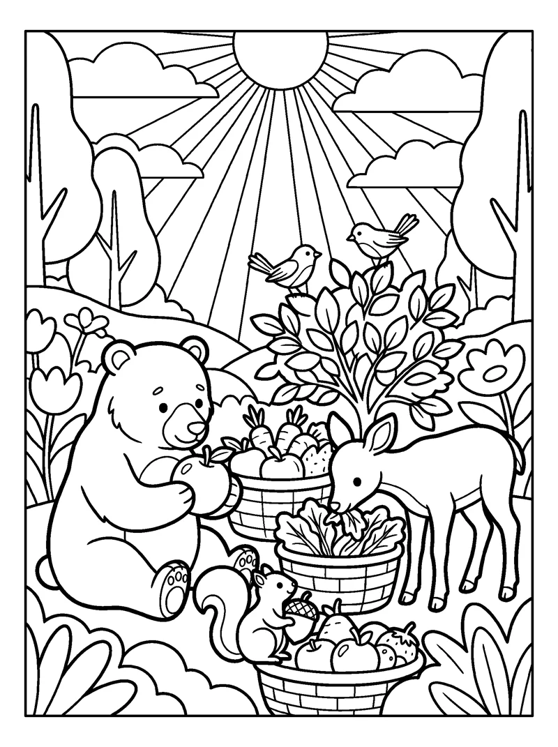 God Feeds the Animals coloring page (Psalms 104:27-28)