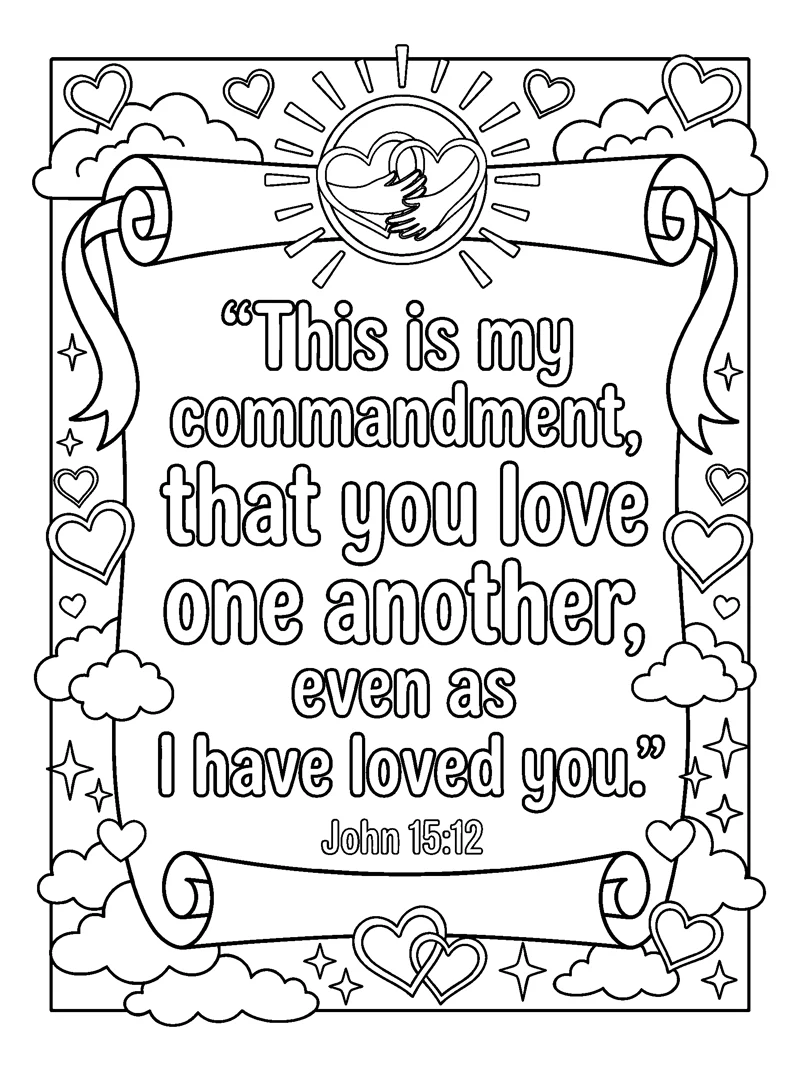 Love One Another coloring page (John 15:12)