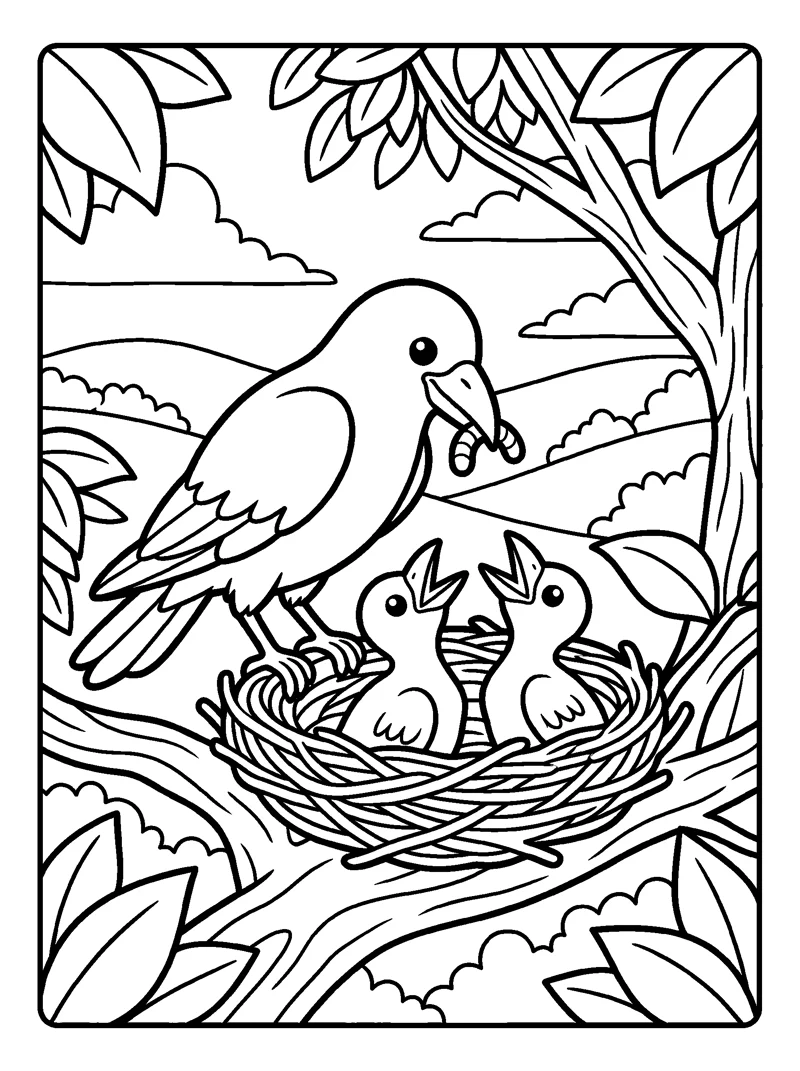 God Feeds the Baby Ravens coloring page (Job 38:41)