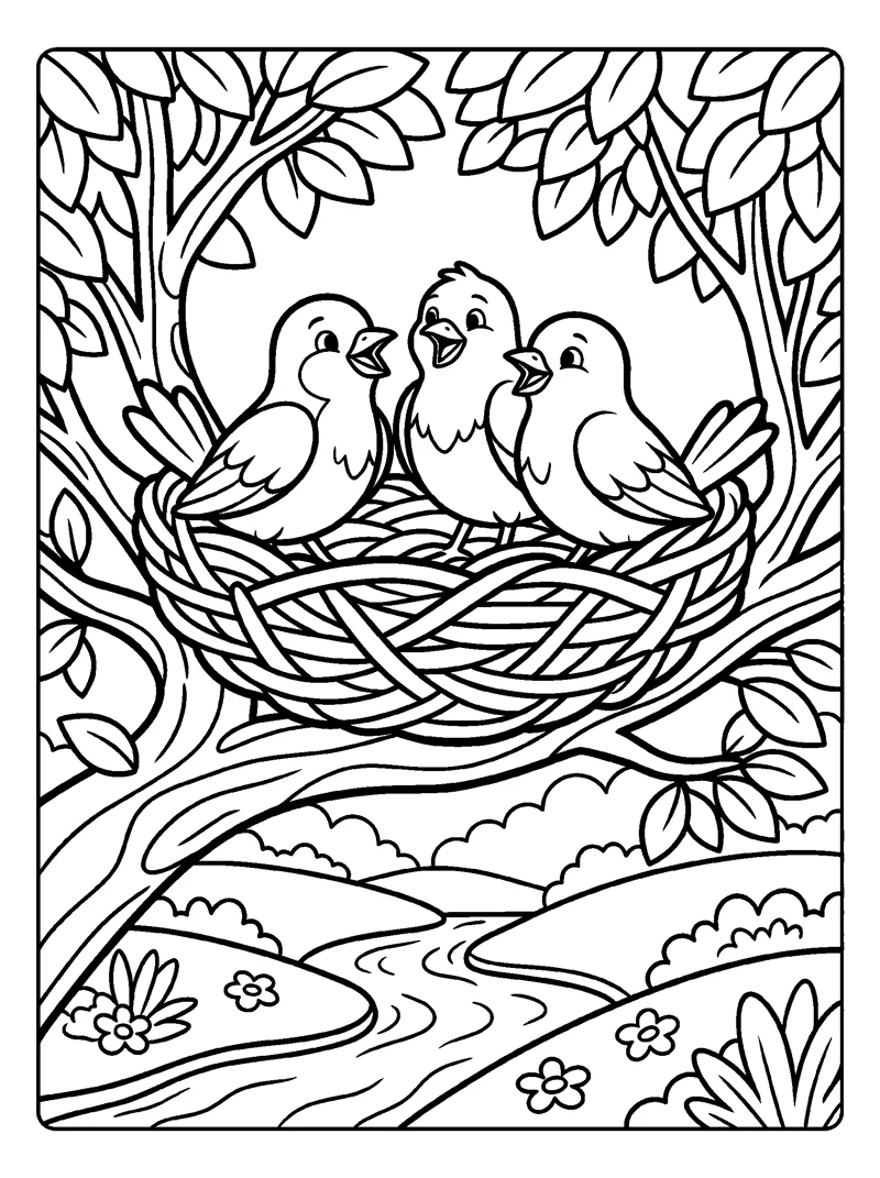 Birds Sing in the Trees coloring page (Psalms 104:12)