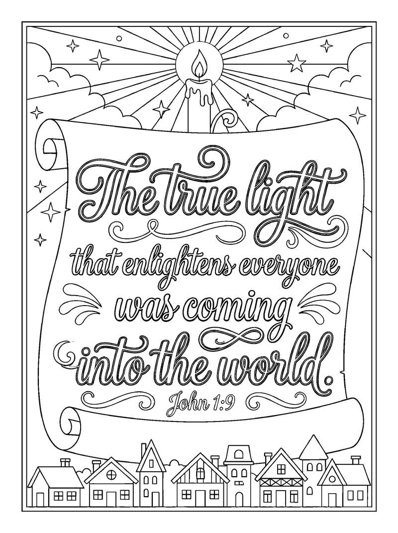 The True Light coloring page (John 1:9)