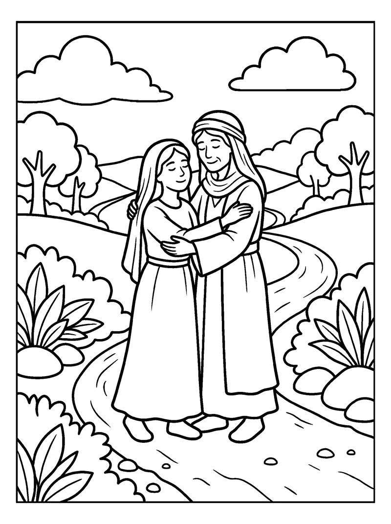 Ruth and Naomi coloring page (Ruth 1:16)