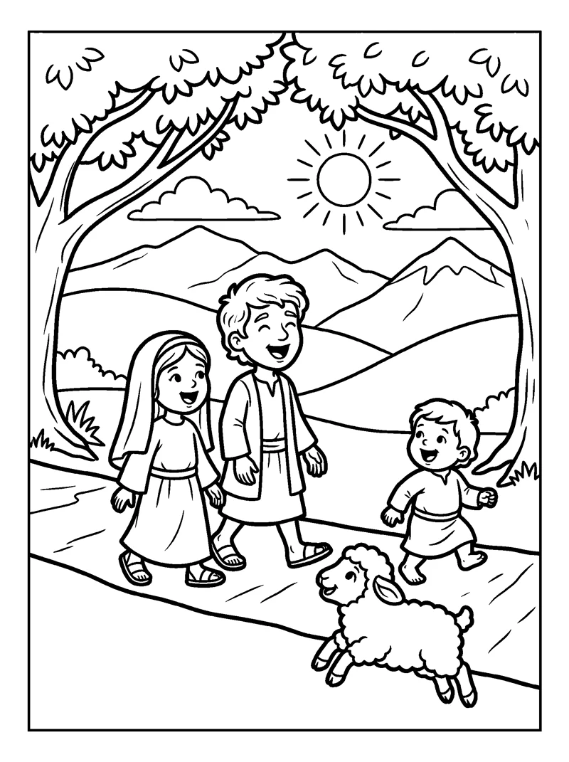 Go Out With Joy coloring page (Isaiah 55:12)