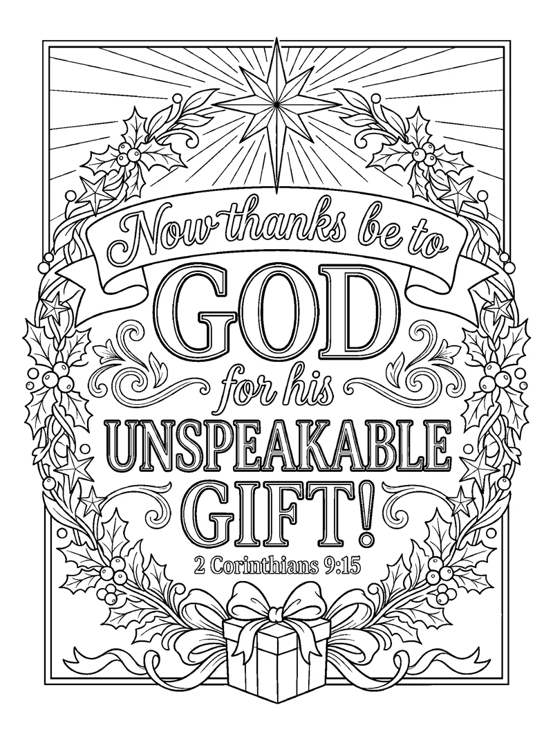 His Unspeakable Gift coloring page (2 Corinthians 9:15)