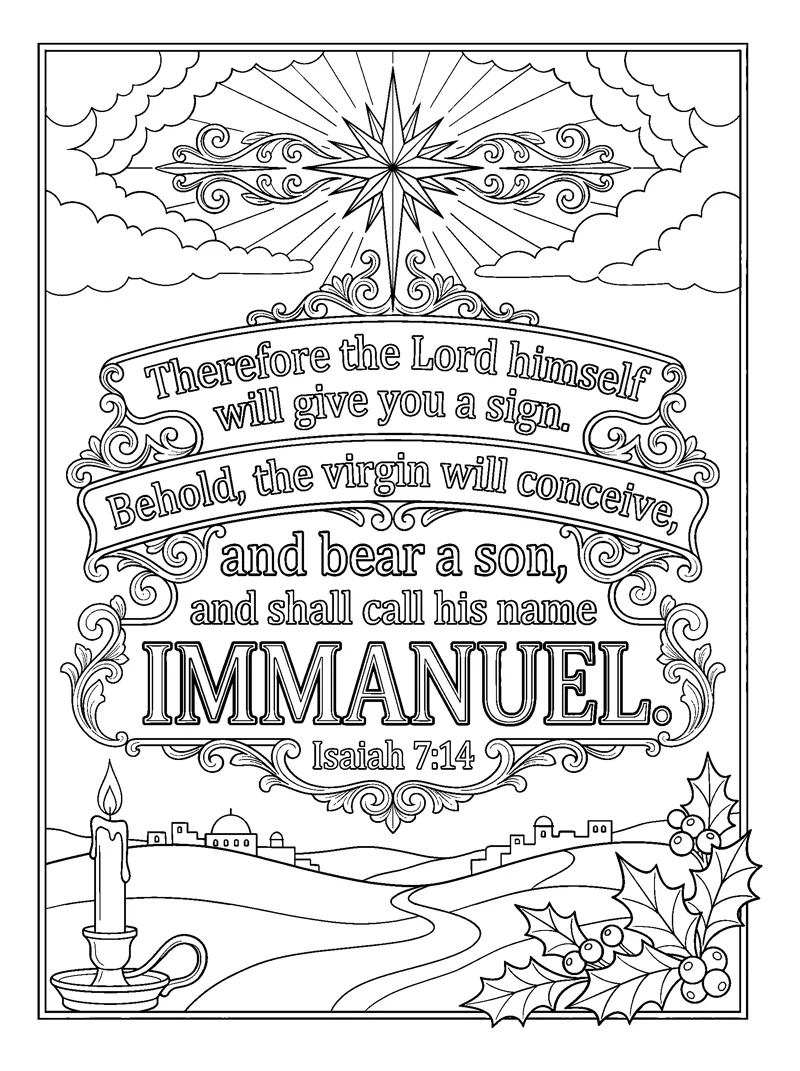 Immanuel Verse Art coloring page (Isaiah 7:14)
