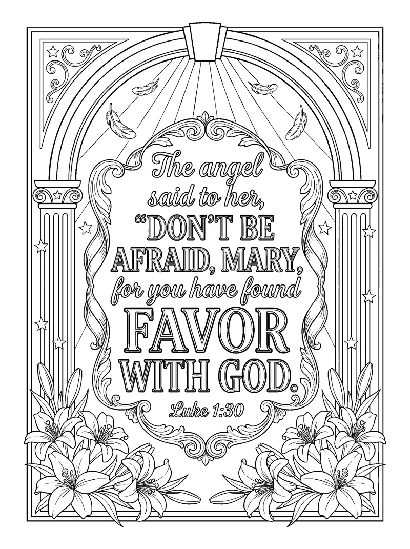 Don't Be Afraid, Mary coloring page (Luke 1:30)