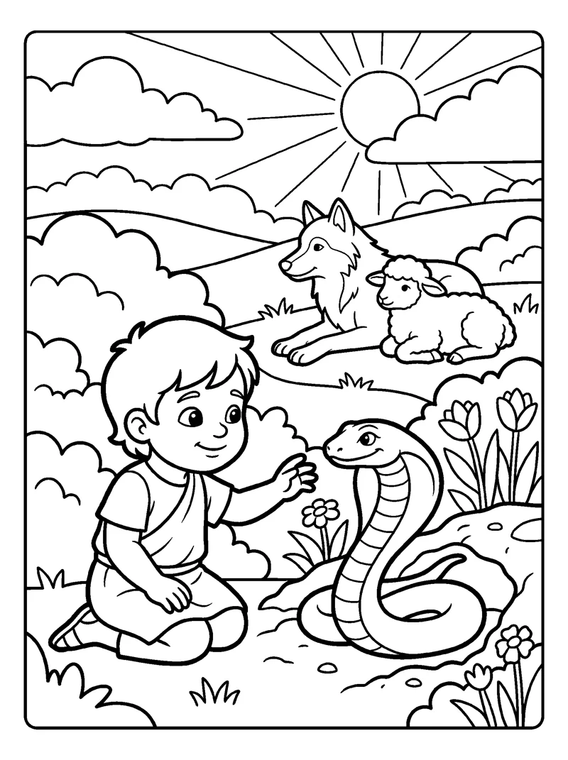 A Child Plays by the Cobra coloring page (Isaiah 11:8)