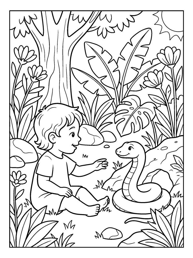 A Child Plays by the Cobra coloring page (Isaiah 11:8)